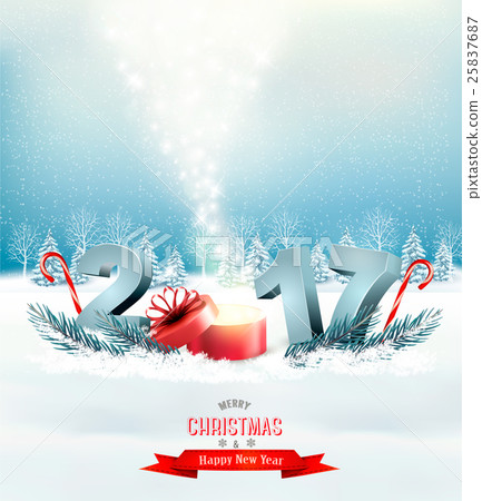 Happy new year 2017! New year design template 25837687