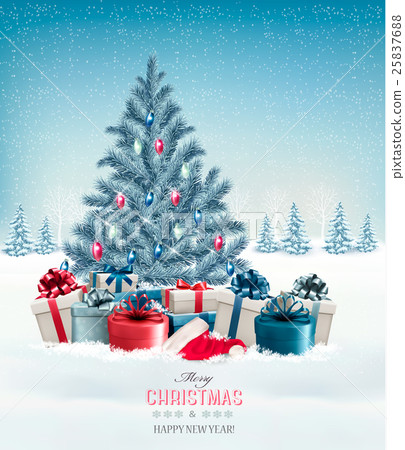 Christmas tree with presents background. Vector. Christmas tree with presents background. Vector. 25837688