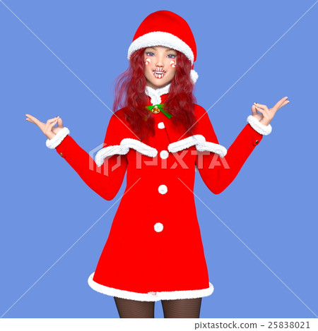 聖誕老人服裝的一個少婦 25838021