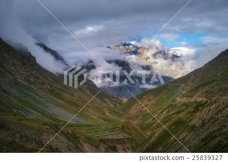 Himalayan mountain landscape view in India. Himalayan mountain landscape view in India. 25839327