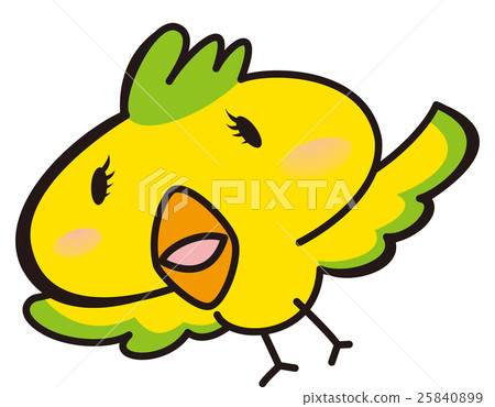 Retro cute yellow bird 25840899