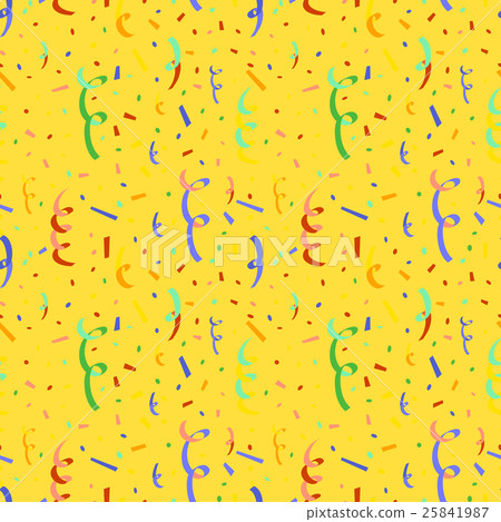 Exploding party popper with confetti on yellow 25841987