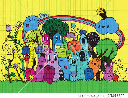 Hipster Hand drawn Crazy doodle Monster City Hipster Hand drawn Crazy doodle Monster City 25842251