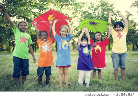 Kite Kid Child Casual Cheerful Leisure Outdoors Concept Kite Kid Child Casual Cheerful Leisure Outdoors Concept 25842934