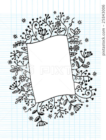 Hand drawn floral doodle frame. frame for cards 25843006