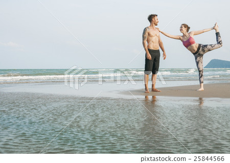 Yoga Exercise Stretching Meditation Concentration Summer Concept 25844566