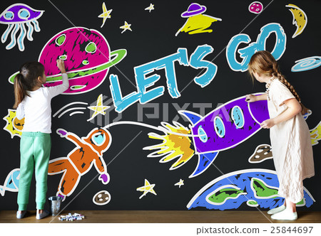 Kids Imagination Space Rocket Joyful Graphic Concept Kids Imagination Space Rocket Joyful Graphic Concept 25844697