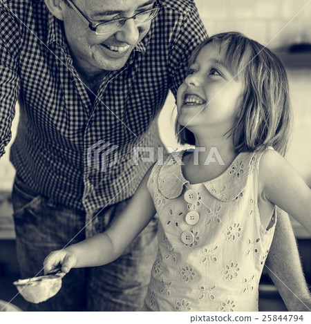 Family Father Girl Making Cookies Learning Baking Concept 25844794