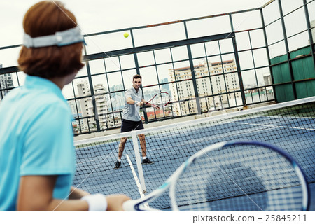 Tennis Palyer Training Match Game Lifestyle Concept Tennis Palyer Training Match Game Lifestyle Concept 25845211