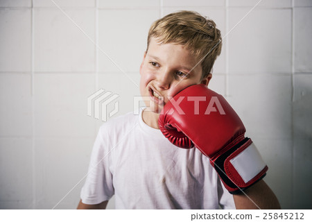 Boy Training Boxing Exercise Movement Concept Boy Training Boxing Exercise Movement Concept 25845212