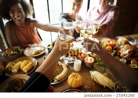 People Cheers Celebrating Thanksgiving Holiday Concept People Cheers Celebrating Thanksgiving Holiday Concept 25845260