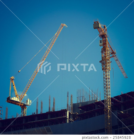 machinery crane working in construction site 25845928