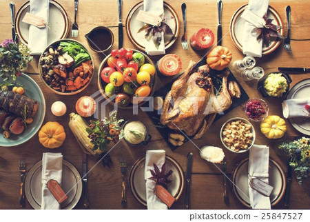 Thanksgiving Celebration Traditional Dinner Table Setting Concep 25847527