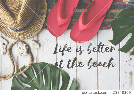 Summer Break Lifestyle Flipflop Vacatoin Words Concept Summer Break Lifestyle Flipflop Vacatoin Words Concept 25848369