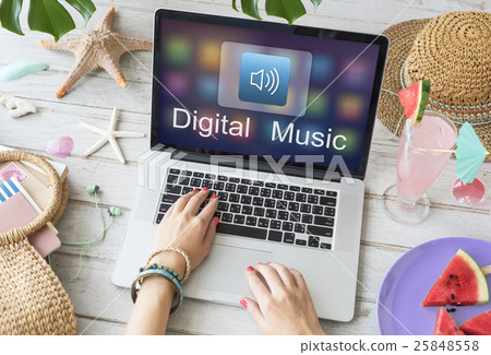 Digital Music Streaming Multimedia Entertainment Online Concept 25848558