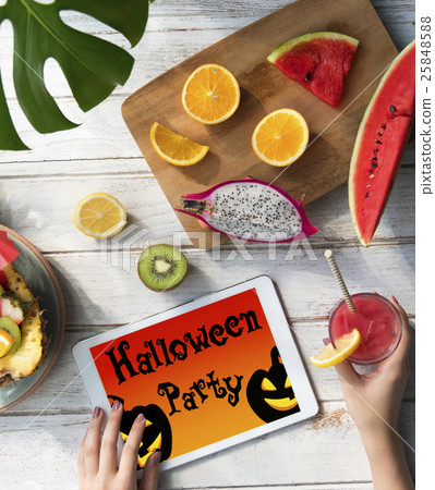 Halloween Bat Pumpkin Lantern Scary Graphic Concept 25848588