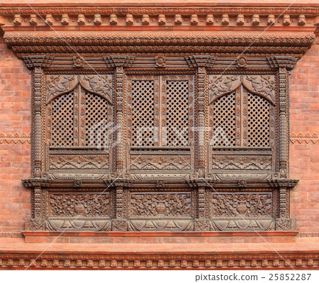 Old wooden traditional Nepalese window detail Old wooden traditional Nepalese window detail 25852287