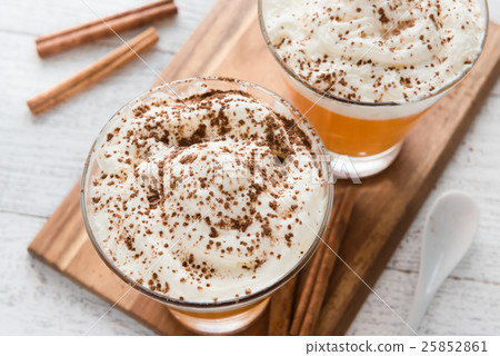 Autumn pumpkin spice latte with milk and cream 25852861