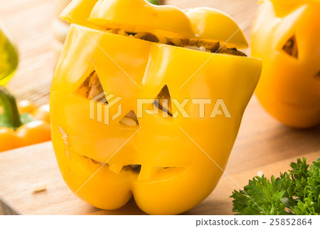 Halloween dinner- stuffed peppers with chicken Halloween dinner- stuffed peppers with chicken 25852864