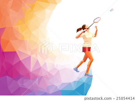 Polygonal professional badminton player. Vector 25854414