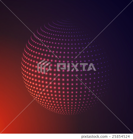 Abstract 3D illuminated halftone sphere Abstract 3D illuminated halftone sphere 25854524