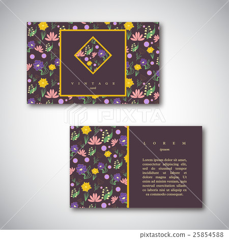Set of business cards with floral pattern. Set of business cards with floral pattern. 25854588