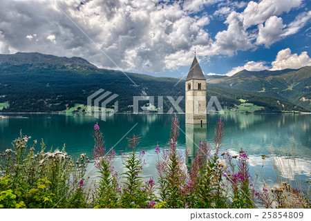Bell tower of the Reschensee (Resia) South Tyrol Italy 25854809