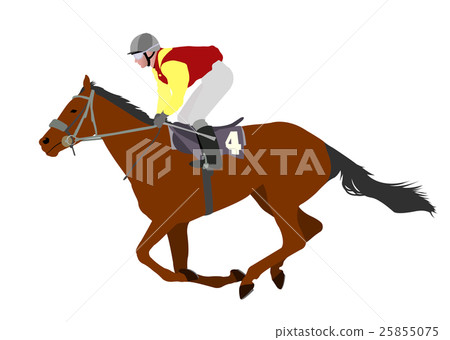 jockey riding race horse illustration 25855075