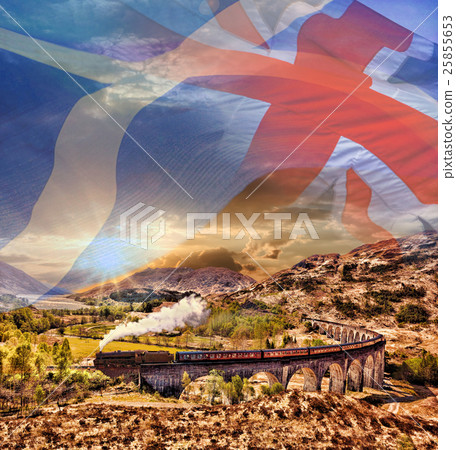 Glenfinnan Railway Viaduct in Scotland with train  25855653