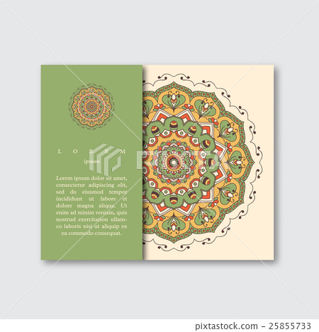 Template for brochure card with  mandala. 25855733