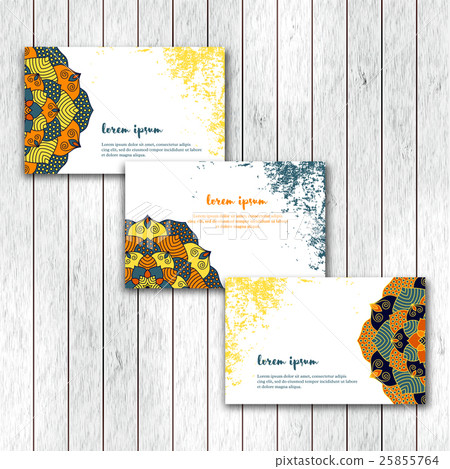 Set of business cards with hand drawn mandala. Set of business cards with hand drawn mandala. 25855764