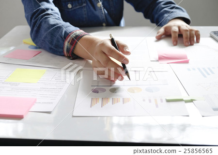 Startup business woman working with analysis data. Startup business woman working with analysis data. 25856565