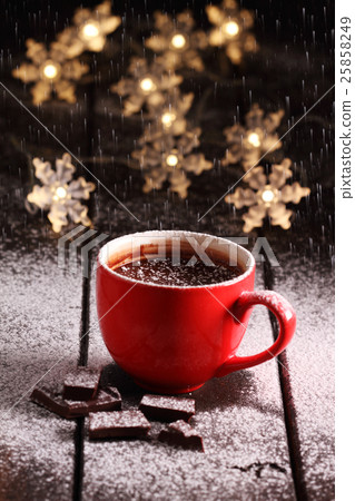Hot chocolate and chocolate pieces. Hot chocolate and chocolate pieces. 25858249
