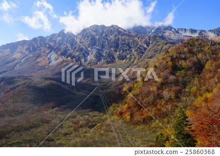Tateyama mountain ranges with clouds and ropeway 25860368