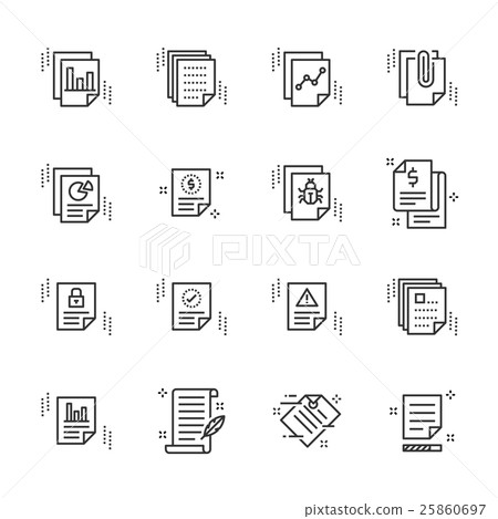 Report Related Simple Vector Line Icons Set 25860697