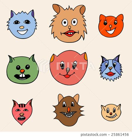 Adorable Cartoon Cats Faces 25861456