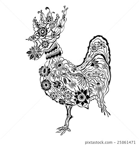 floral ornate rooster 25861471