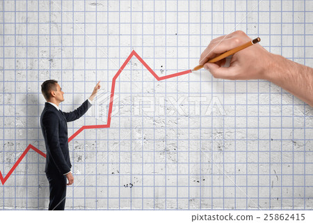 Businessman indicating large hand how to draw 25862415