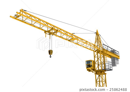 Rendering of yellow construction crane isolated on Rendering of yellow construction crane isolated on 25862488