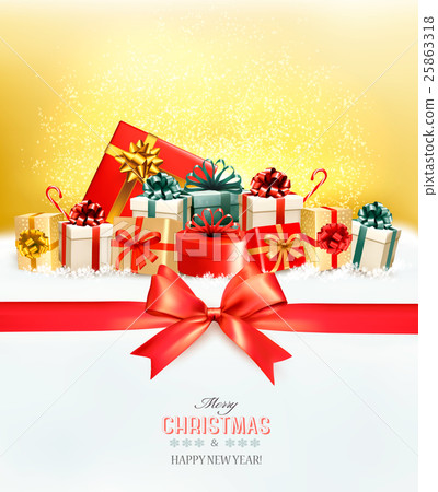 Holiday Christmas background with a gift boxes Holiday Christmas background with a gift boxes 25863318