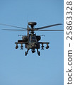 Attack helicopter flying at the beginning of descent training to be held in New Year at Narashino garrison in Funabashi City, Chiba Prefecture 25863328