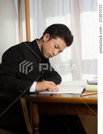 Male high school student studying Male high school student studying 25863555