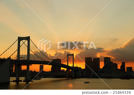 Evening view of Tokyo [Odaiba/Rainbow Bridge] 25864339