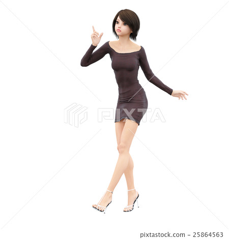 Sweater dress women perming3DCG illustrations material 25864563