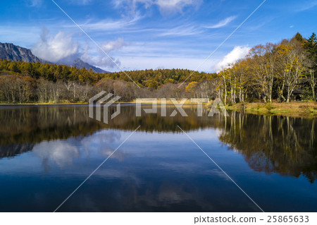Shinshu Nagano city Togaku autumn birds pond and Togaki mountains 25865633