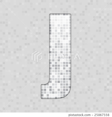 Alphabet. Grey tile figure, letter and sing. 25867338