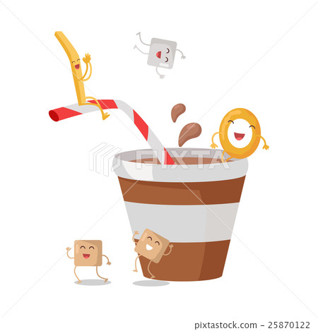 Cartoon Brown and White Stripe Soda or Juice Cup 25870122