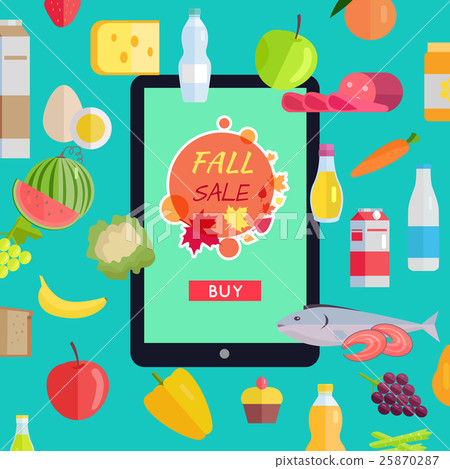Sale in Online Food Market Flat Style Concept Sale in Online Food Market Flat Style Concept 25870287