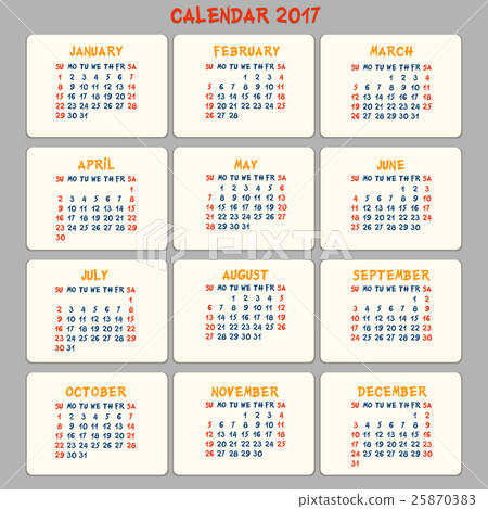 Vector calendar 2017 Vector calendar 2017 25870383