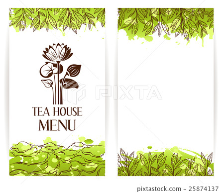 Green tea menu template.  Lotus flouwer logo. 25874137